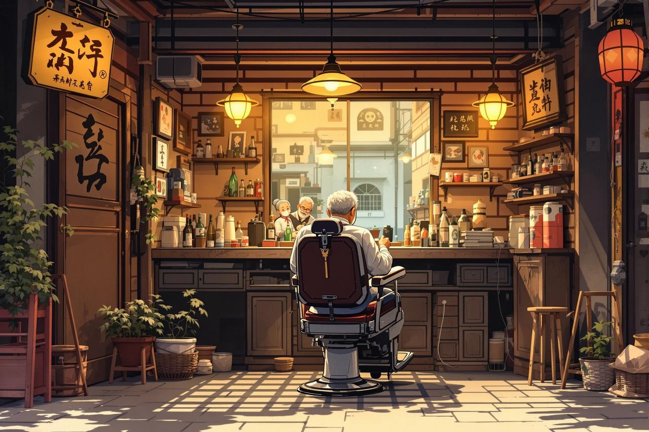 黄果AI短剧最新作品《老街理发店》- 人间烟火题材